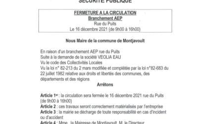 CHANGEMENT DE DATE: Fermeture circulation rue du puits