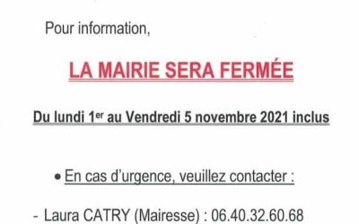 Nous souhaitons d’excellentes vacances à tous les élèves et vous informons que la Mairie sera fermée aux dates suivantes :