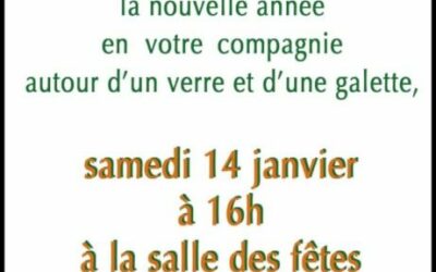 Rappel : l’équipe municipale ainsi que les représentants des associations Montjoviciennes vous attendent ce samedi 14 janvier à 16h autour d’un verre et d’une galette. Bonne semaine et à samedi !