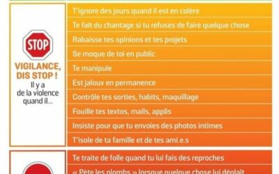 À l’occasion de la Journée internationale des droits des femmes nous partageons un document éducatif à destinations des jeunes filles, dans nos entourages, afin que chacune sache déceler, dans une relation saine de couple, au travail ou en famille, les signes d’instiliatiation d’abus ou de violence.Partageons ce Violentometre avec nos proches. Bonne journée à toutes et tous