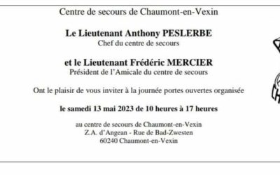 Portes-ouvertes : le Centre de Secours de Chaumont-en-Vexin vous invite à la journée porte ouverte Samedi 13 mai. Pour petits et grands :