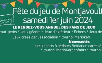 FETE DU JEU à MONTJAVOULT samedi 1er juin salle Dado et Hessie (à côté de la mairie)Les inscriptions au TOURNOI DE BELOTE sont ouvertes. 🤩 sur joue.montjavoult@gmail.com ou 07 87 44 99 49Lots pour tous les participants 😉 5€ par joueur