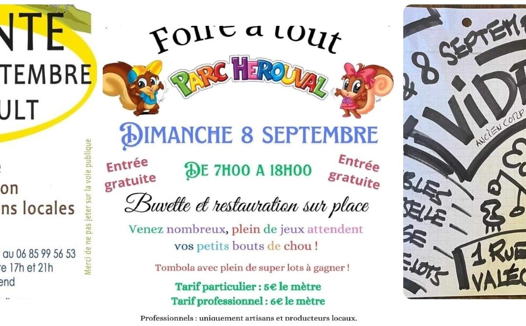 CE DIMANCHE 8 SEPTEMBRE grande journée brocante et videmaison à Montjavoult (60240) le BOURG, HEROUVAL et VALECOURT