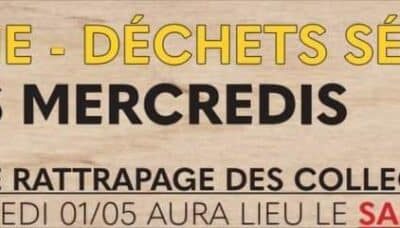 Petit rappel : La collecte des déchets des conteneurs gris et/ou jaunes du mercredi 1er mai est reportée au samedi 4 mai 2024.Donc sortir les conteneurs sur bord du trottoir vendredi 3 mai.Bonne semaine.