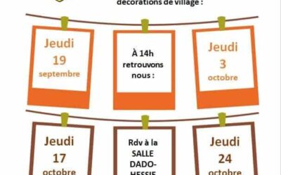 CRÉONS ENSEMBLE NOS DÉCORATIONS DE VILLAGE : 4 dates d’ateliers de créations manuelles  – rdv Salle dado-Hessie à 14h :