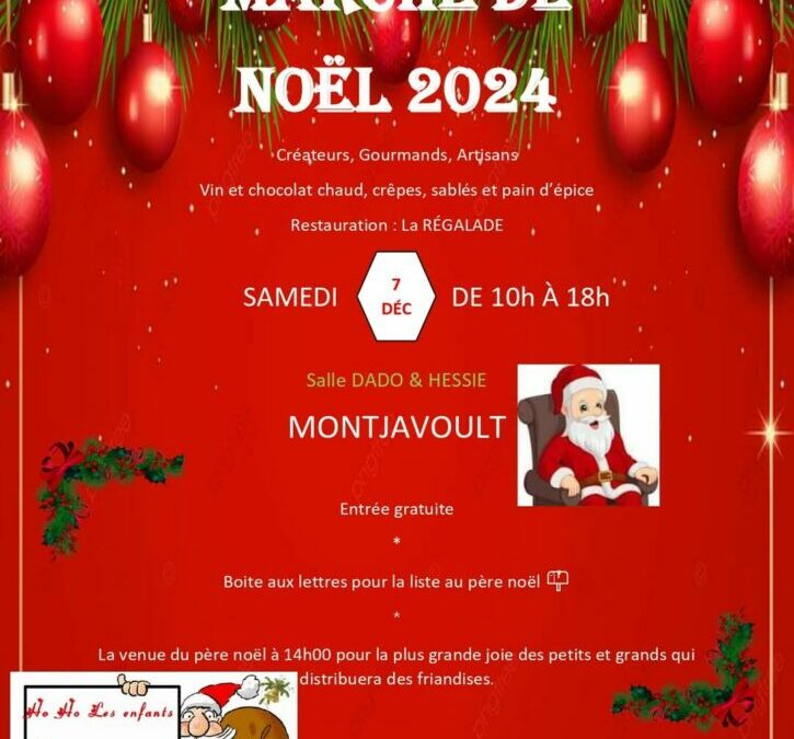 Le Marché de Noël approche !Il aura lieu le 7 décembre dans la salle DADO-HESSIE 15 rue de la mairie à Montjavoult.Animations de Noël et Restauration.Organisé par l’association MONTJA’BOUGE.